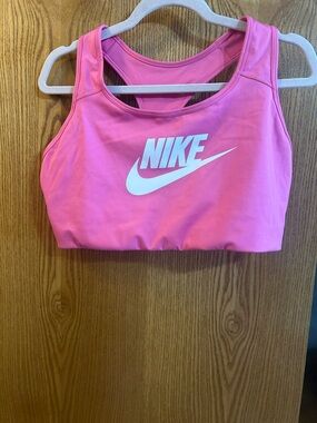 Nike Hot Pink Sports Bra with White Swoosh